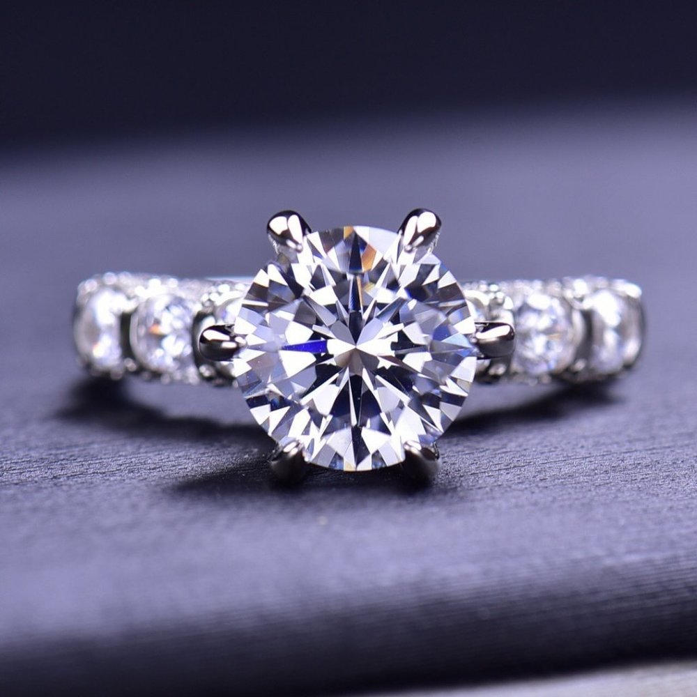 Certified 3ct. t.w. Moissanite Diamond Luxury Wedding Engagement Ring NEW - Picture 4 of 16